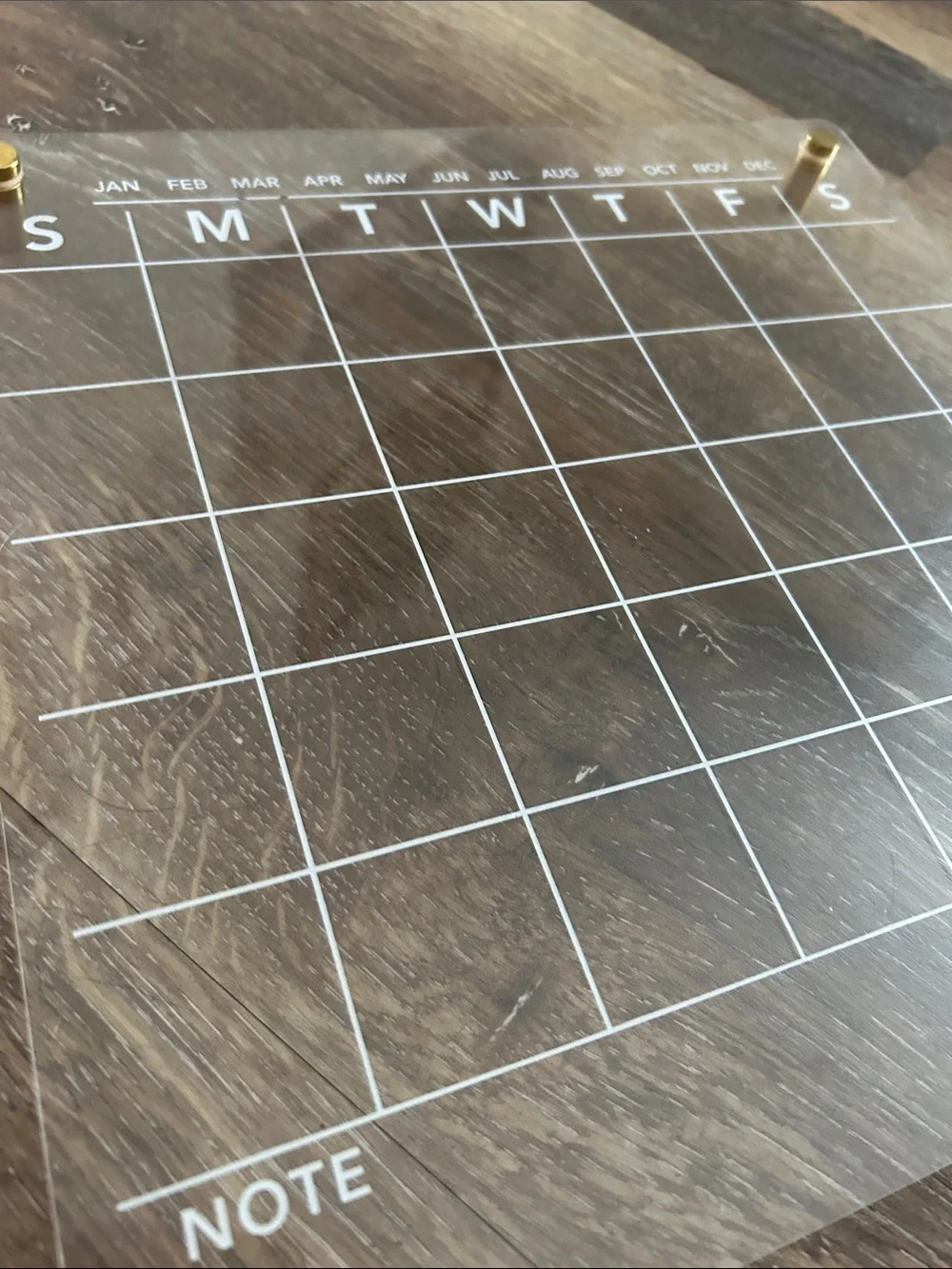 Clear Acrylic Monthly Wall Calendar - Transparent